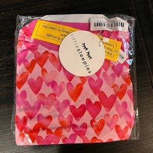 Little Sleepies Pink Watercolor Hearts PJ Set 3T. NIB.
